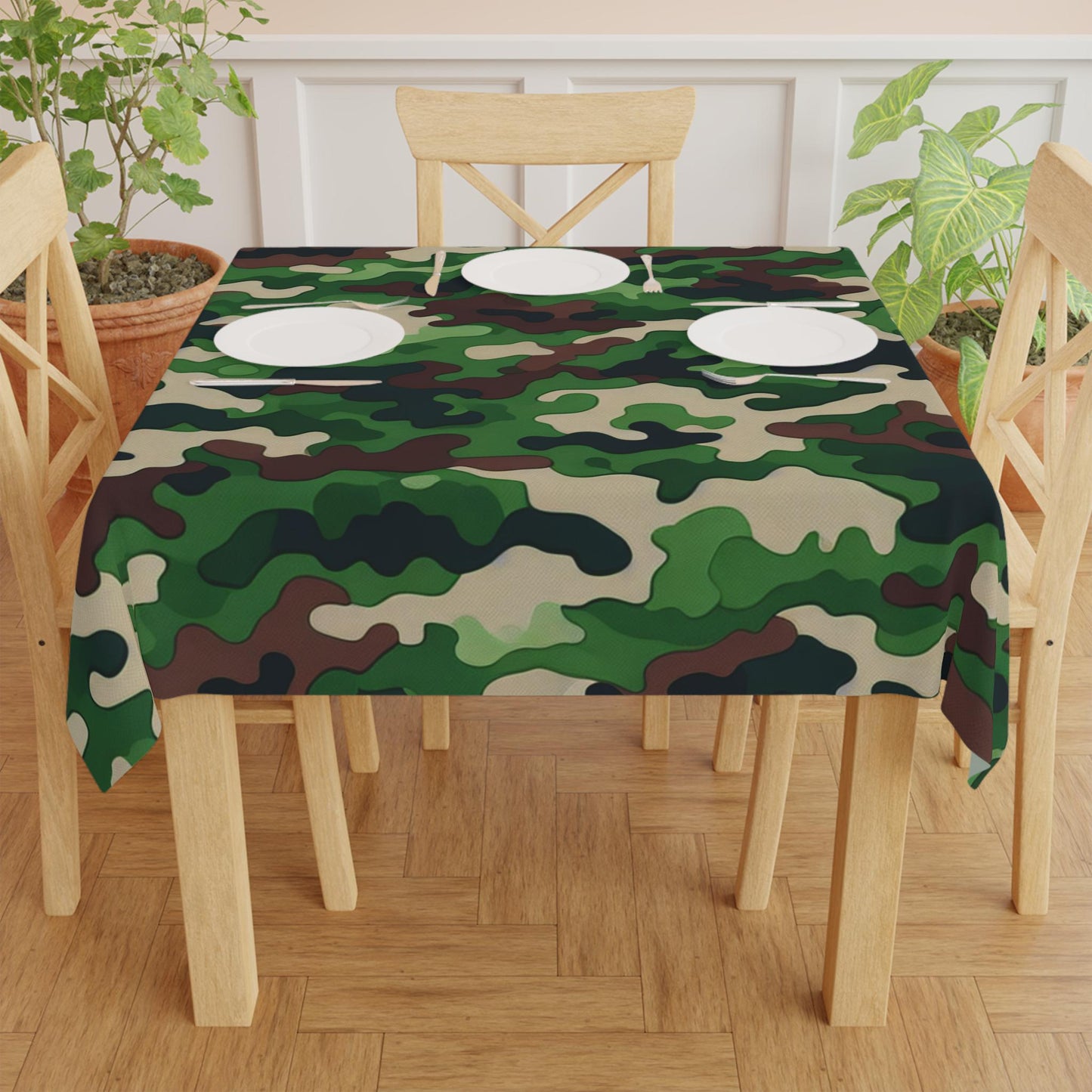 Camouflage Tablecloth | Outdoor Dining, Picnic Decor, Military Style, Home Decoration, Party Supplies, Green Camo