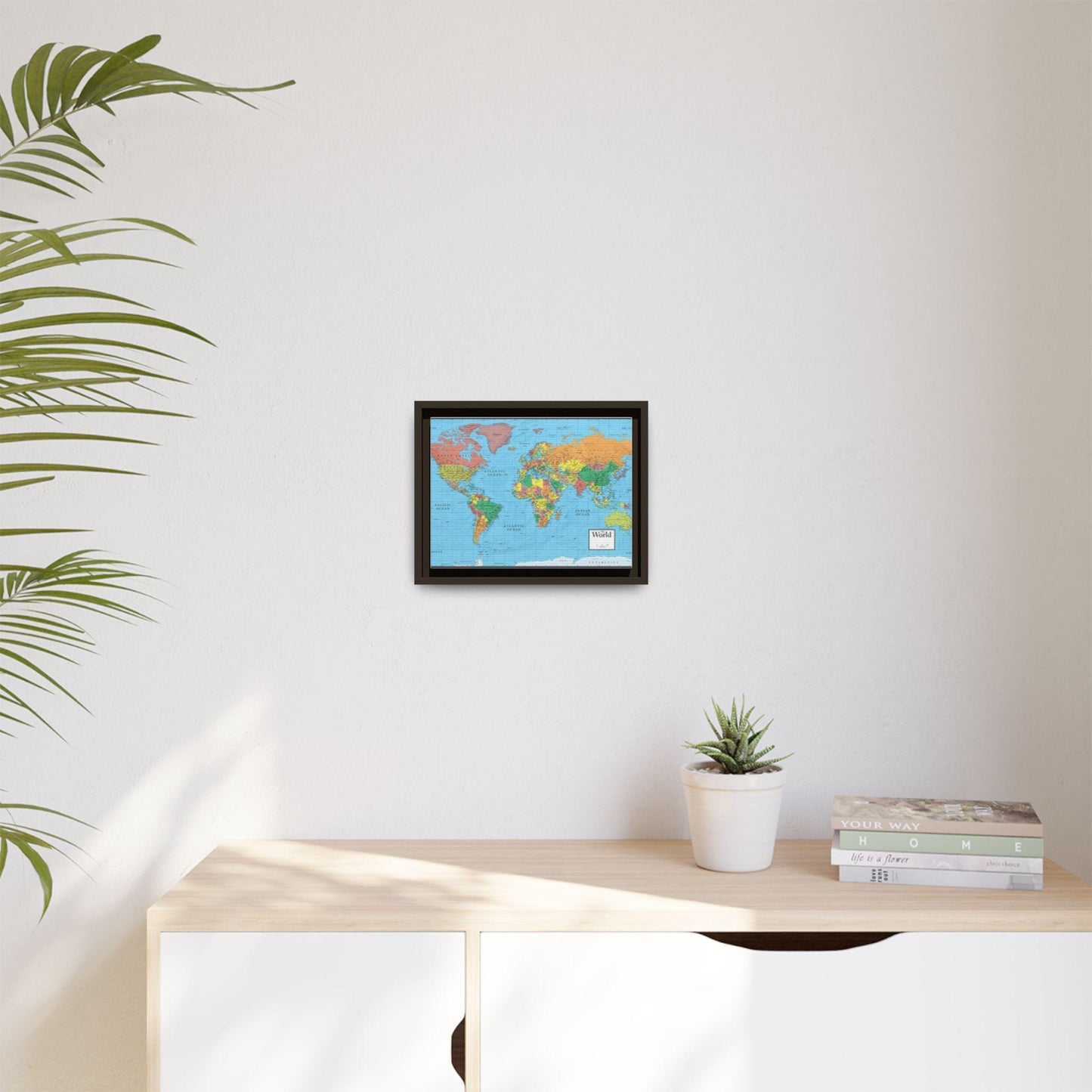 Canvas Wall Art, World Map Matte Print, Dream Traveler Decor, Wanderlust Gift, Framed Painting, Home Office Decoration