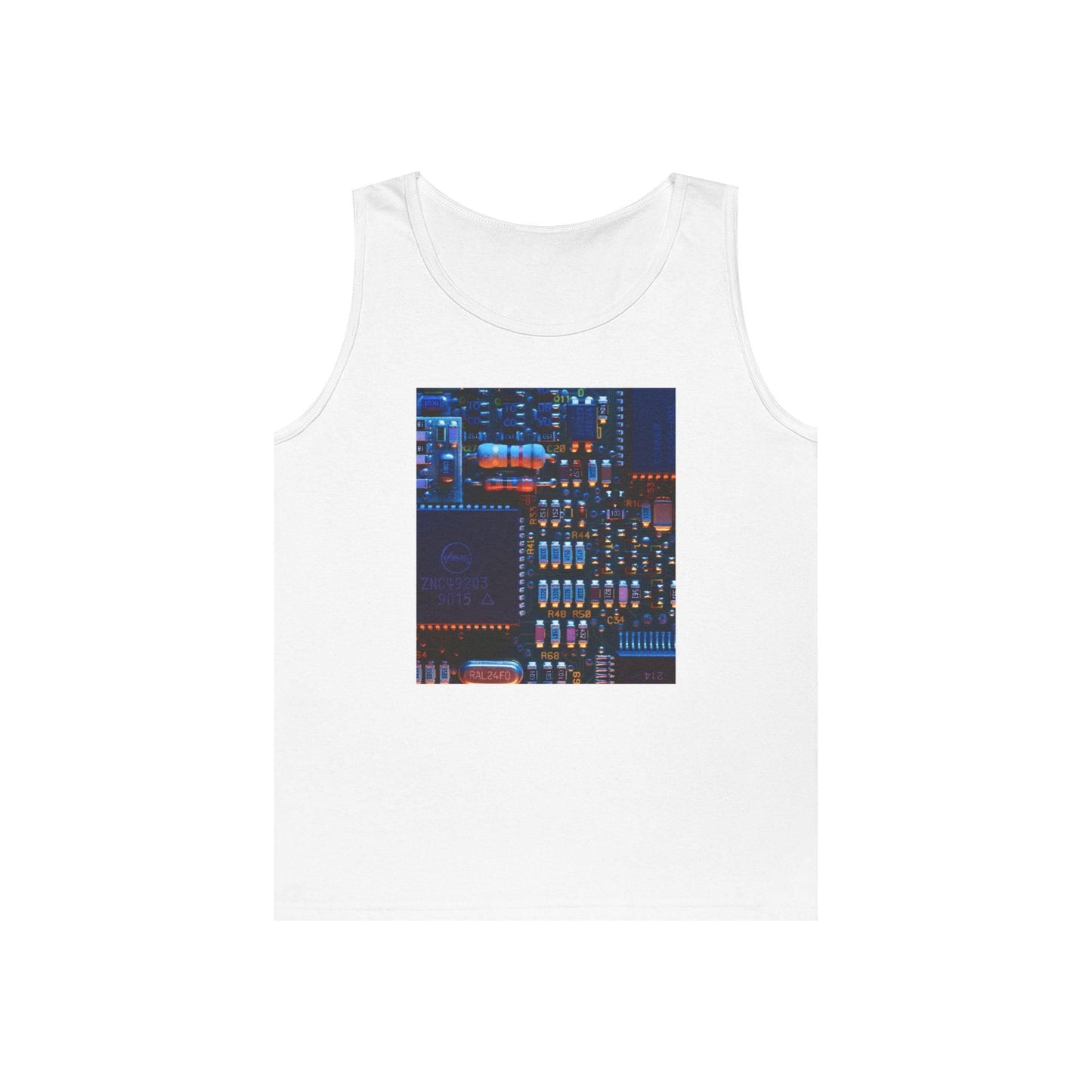 Tech-Inspired Unisex Heavy Cotton Tank Top, Perfect for Tech Lovers, Casual Wear, Summer Outings, Unique Gift for Geek Culture