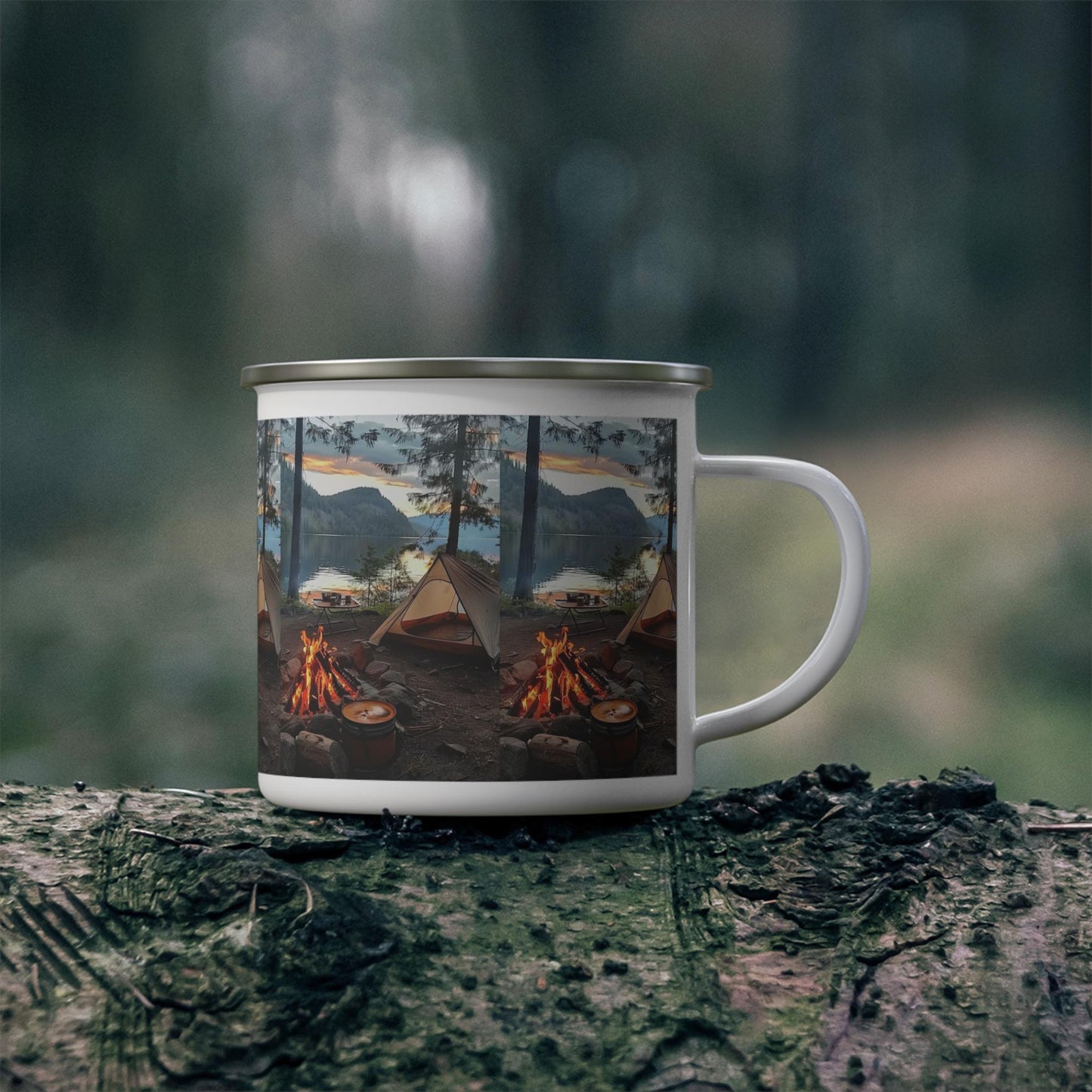 Cozy Campfire Enamel Mug - Adventure Lover Gift, Outdoor Camping Gear, Hiking Accessories, Glamping Must-Haves, Nature Enthusiast