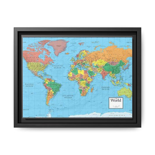 Canvas Wall Art, World Map Matte Print, Dream Traveler Decor, Wanderlust Gift, Framed Painting, Home Office Decoration