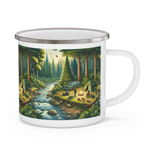 Enamel Camping Mug, Father's Day Gift, Coffee Mug for Dad, Campfire Mug, Outdoorsy Gift, Enamel Mug for Him