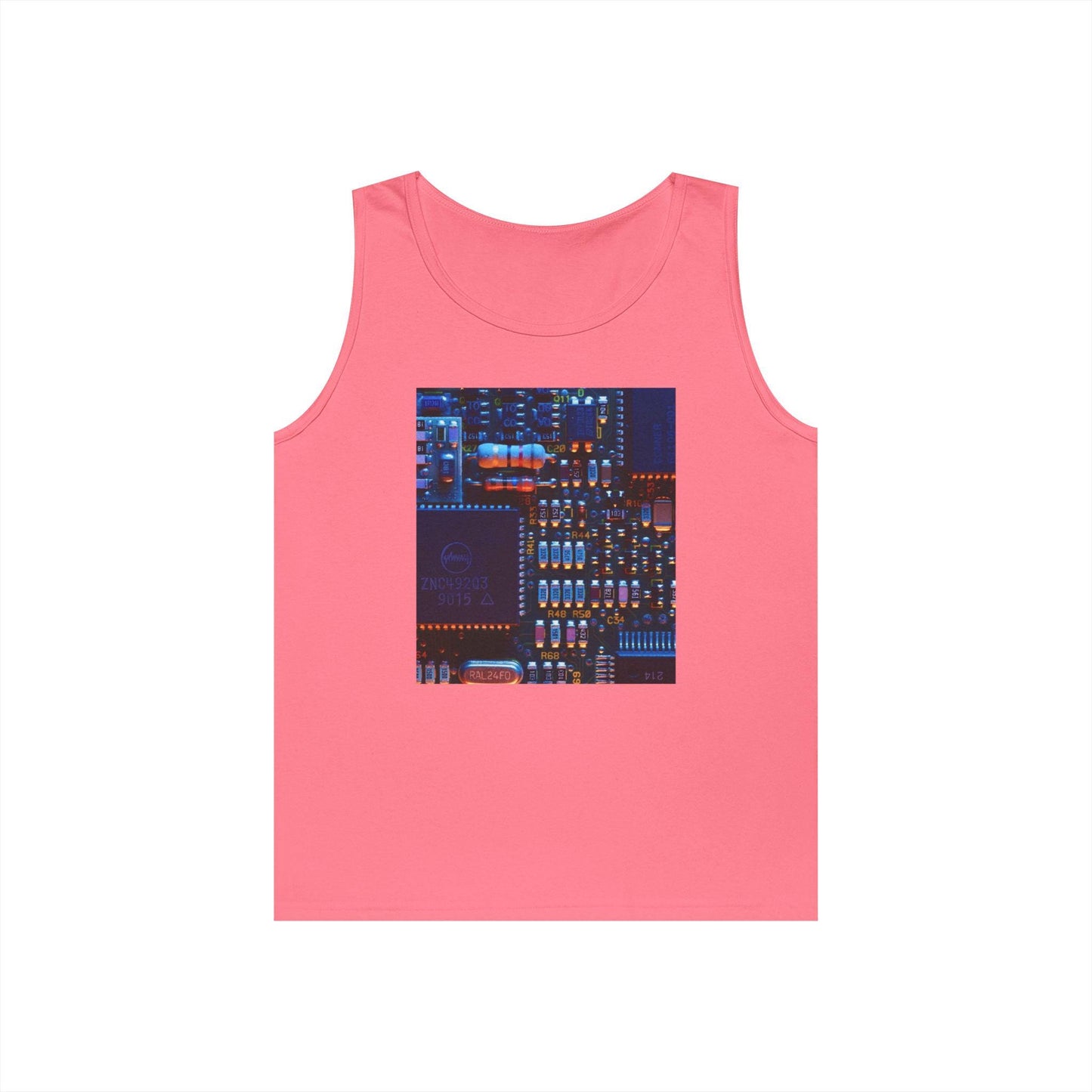 Tech-Inspired Unisex Heavy Cotton Tank Top, Perfect for Tech Lovers, Casual Wear, Summer Outings, Unique Gift for Geek Culture