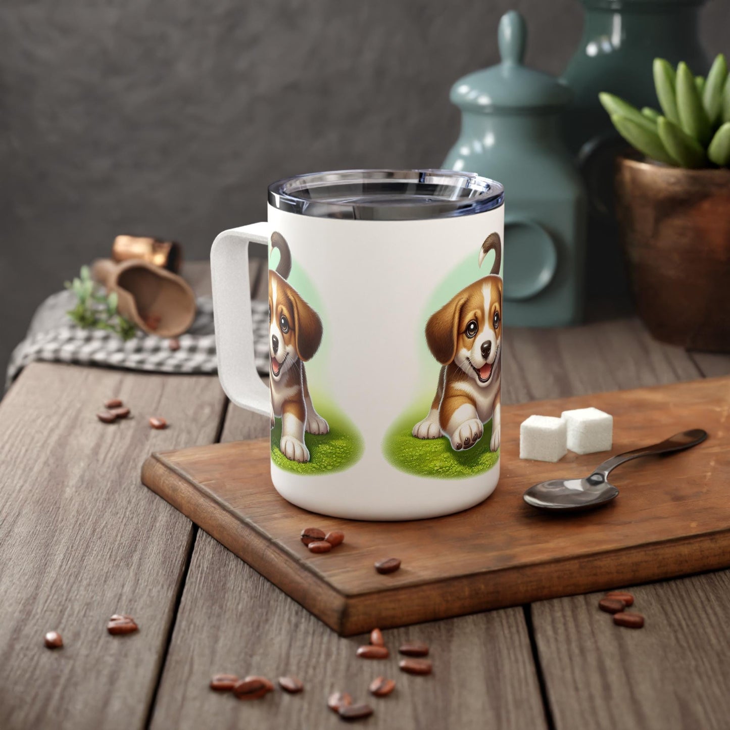 Dad's First Puppy Dreams Coffee Mug, Father's Day Gift, Pet Lover Cup, Ceramic Drinkware, 10oz Insulated Mug