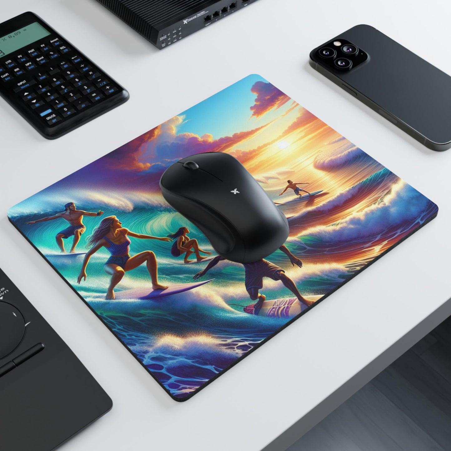 Rectangular Mouse Pad, Dad's Dreaming of Surfing, Father's Day Gift, Office Desk Accessories, Beach Lover, Surfing Enthusiast, Mouse Mat for