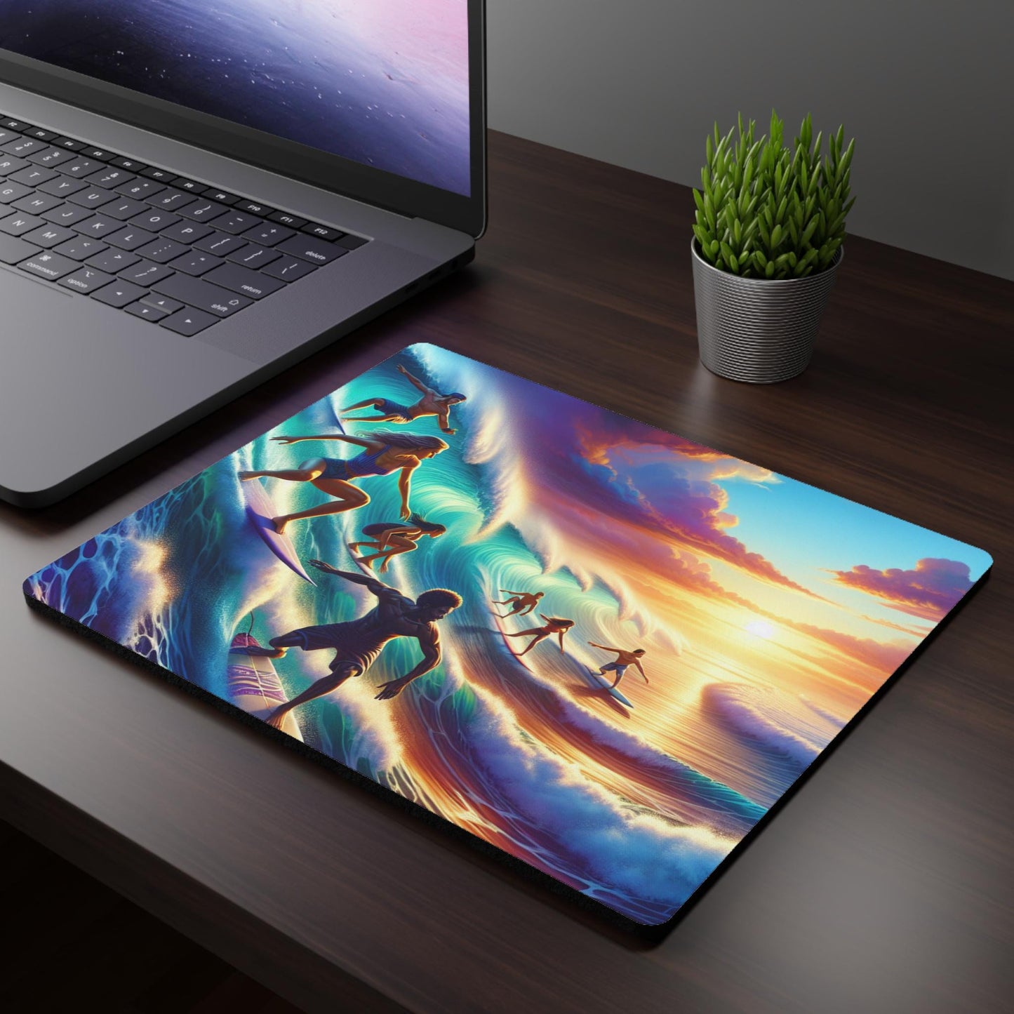 Rectangular Mouse Pad, Dad's Dreaming of Surfing, Father's Day Gift, Office Desk Accessories, Beach Lover, Surfing Enthusiast, Mouse Mat for