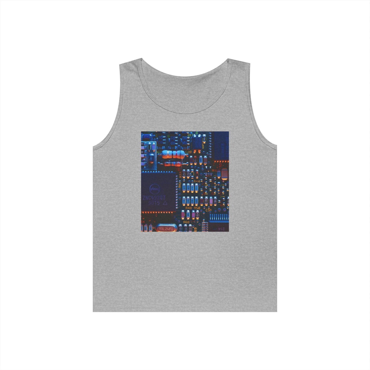 Tech-Inspired Unisex Heavy Cotton Tank Top, Perfect for Tech Lovers, Casual Wear, Summer Outings, Unique Gift for Geek Culture
