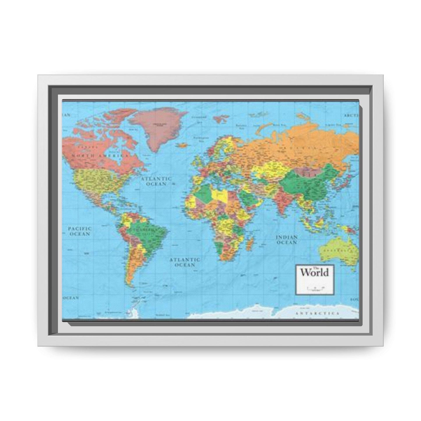 Canvas Wall Art, World Map Matte Print, Dream Traveler Decor, Wanderlust Gift, Framed Painting, Home Office Decoration